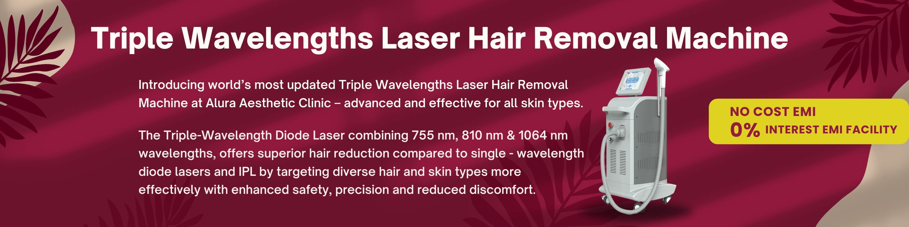 Triple wavelength laser hair removal machine